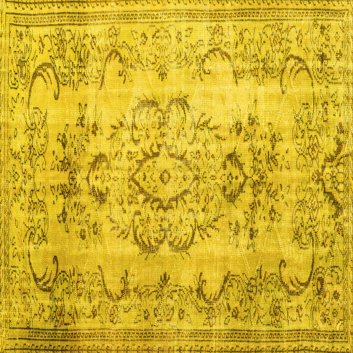 Square Machine Washable Persian Yellow Traditional Rug, wshtr3638yw