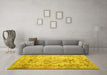 Machine Washable Persian Yellow Traditional Rug in a Living Room, wshtr3638yw