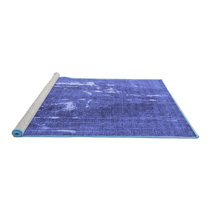 Sideview of Machine Washable Persian Blue Traditional Rug, wshtr3639blu
