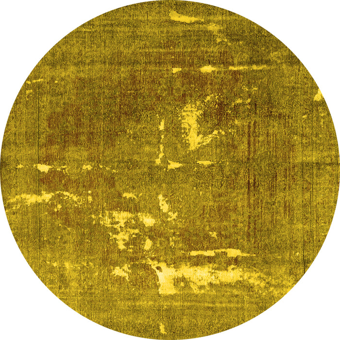 Round Machine Washable Persian Yellow Traditional Rug, wshtr3639yw