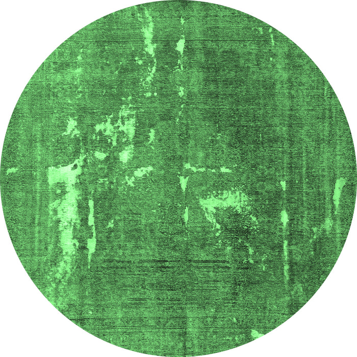 Round Machine Washable Persian Emerald Green Traditional Area Rugs, wshtr3639emgrn