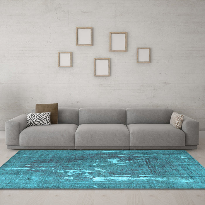Machine Washable Persian Light Blue Traditional Rug in a Living Room, wshtr3639lblu