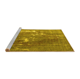 Sideview of Machine Washable Persian Yellow Traditional Rug, wshtr3639yw