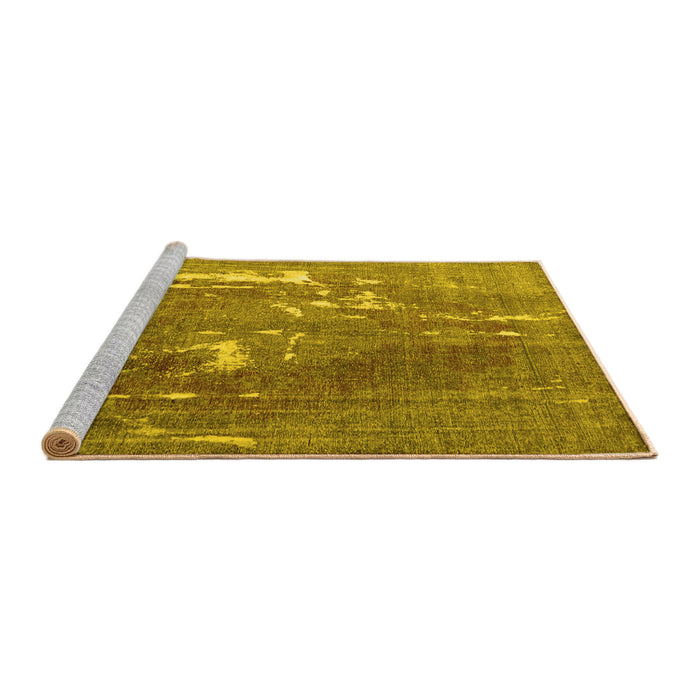 Sideview of Machine Washable Persian Yellow Traditional Rug, wshtr3639yw