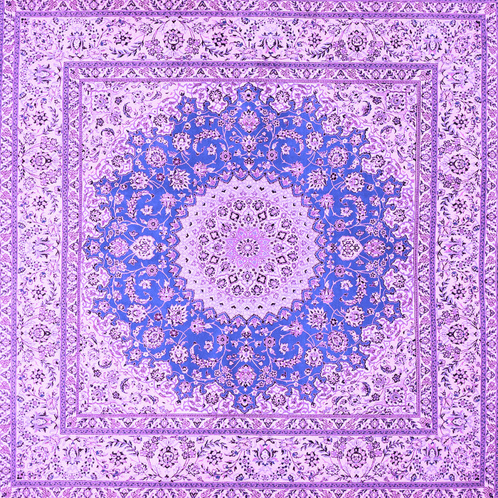 Square Machine Washable Medallion Purple Traditional Area Rugs, wshtr363pur