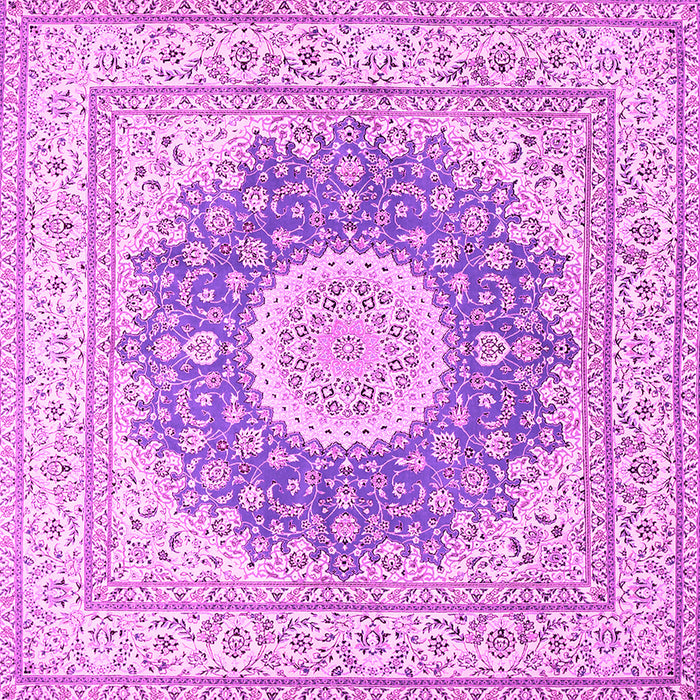Square Machine Washable Medallion Pink Traditional Rug, wshtr363pnk