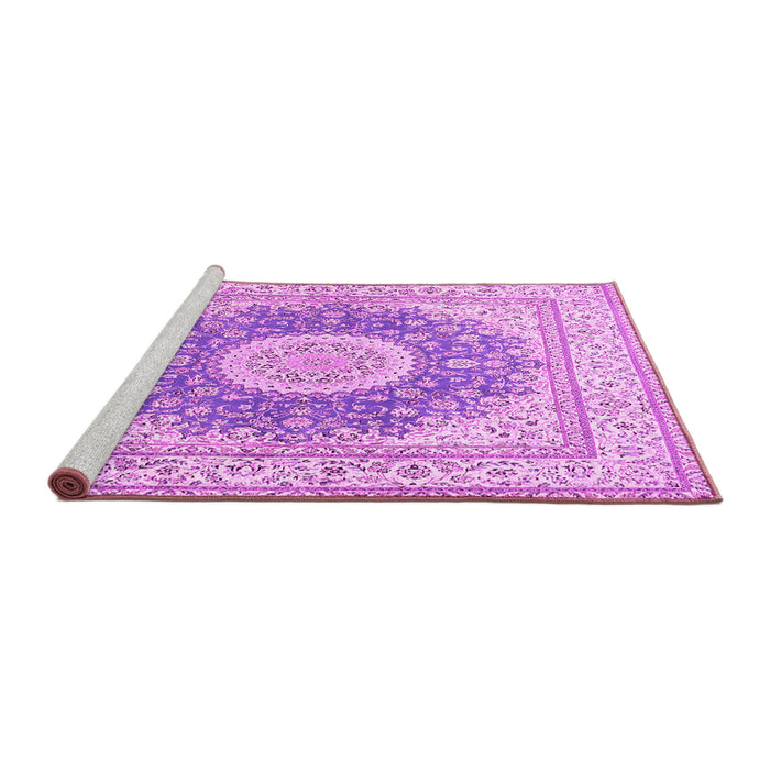 Sideview of Machine Washable Medallion Pink Traditional Rug, wshtr363pnk