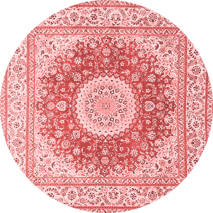 Machine Washable Medallion Red Traditional Rug, wshtr363red