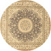 Round Medallion Brown Traditional Rug, tr363brn