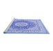 Sideview of Machine Washable Medallion Blue Traditional Rug, wshtr363blu