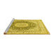 Sideview of Machine Washable Medallion Yellow Traditional Rug, wshtr363yw