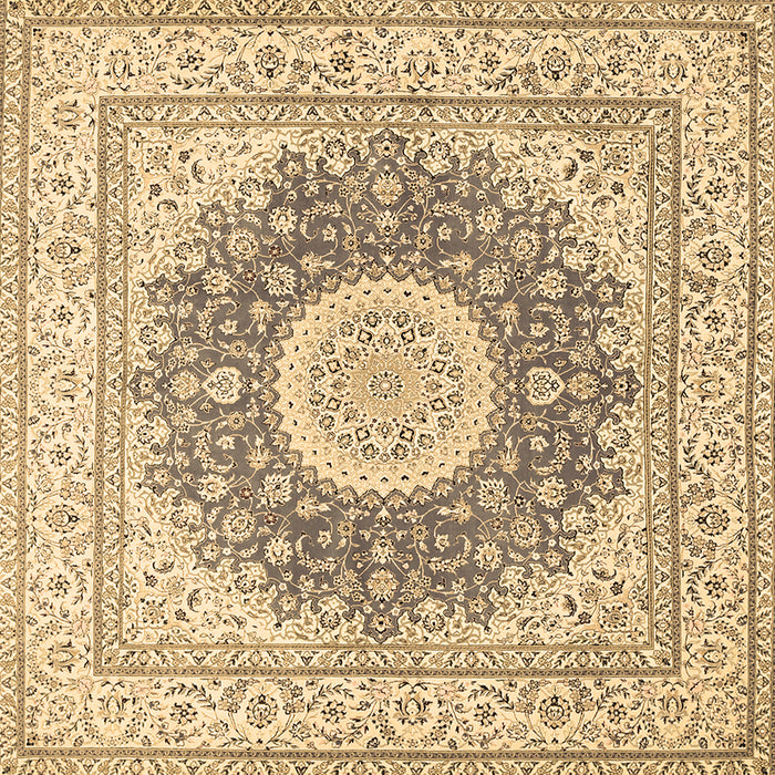 Square Machine Washable Medallion Brown Traditional Rug, wshtr363brn