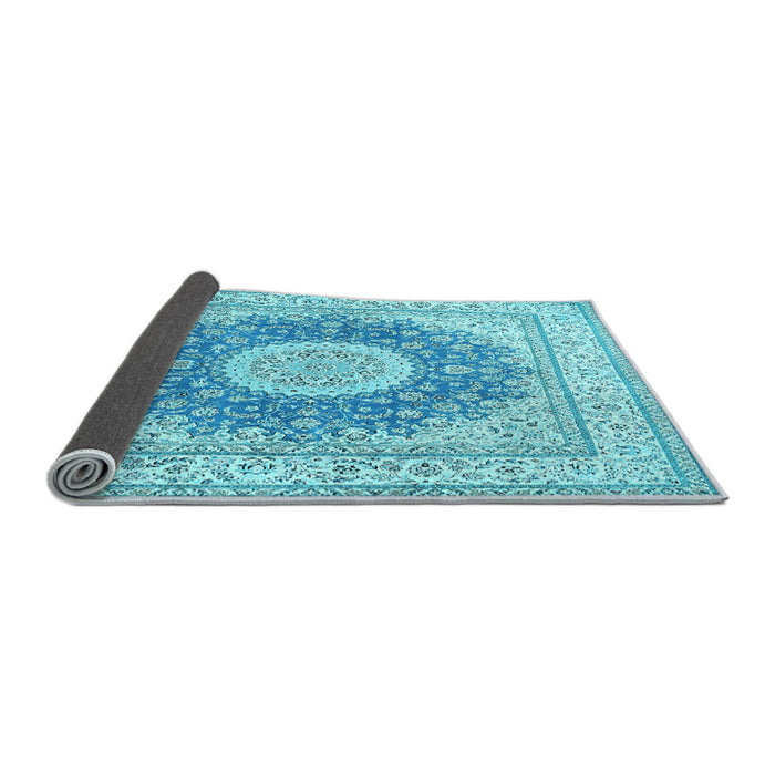 Sideview of Medallion Light Blue Traditional Rug, tr363lblu