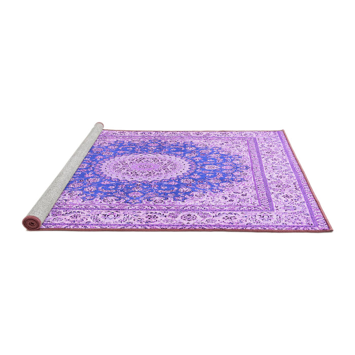 Sideview of Machine Washable Medallion Purple Traditional Area Rugs, wshtr363pur
