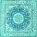 Square Medallion Turquoise Traditional Rug, tr363turq