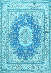 Medallion Light Blue Traditional Rug, tr363lblu