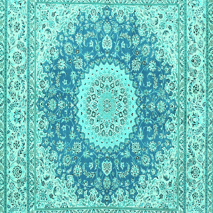 Machine Washable Medallion Turquoise Traditional Area Rugs, wshtr363turq