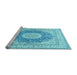 Sideview of Machine Washable Medallion Light Blue Traditional Rug, wshtr363lblu