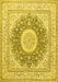 Machine Washable Medallion Yellow Traditional Rug, wshtr363yw