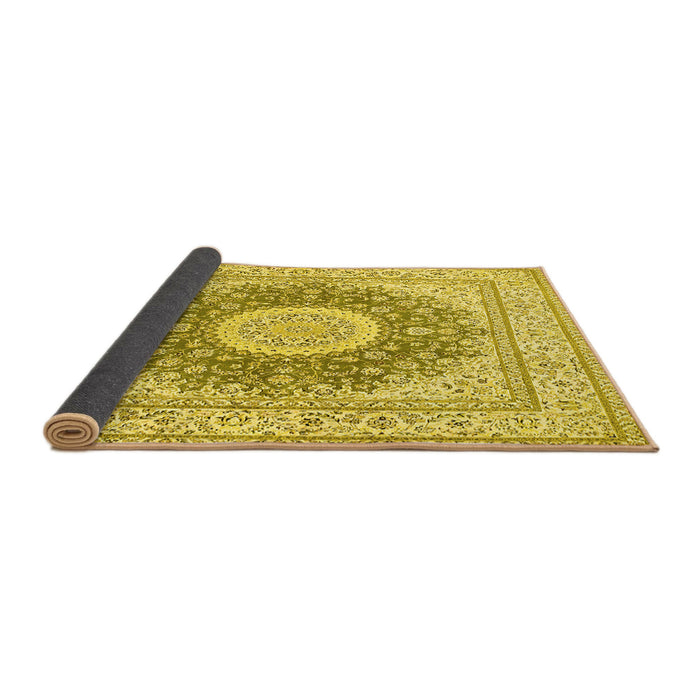 Sideview of Medallion Yellow Traditional Rug, tr363yw