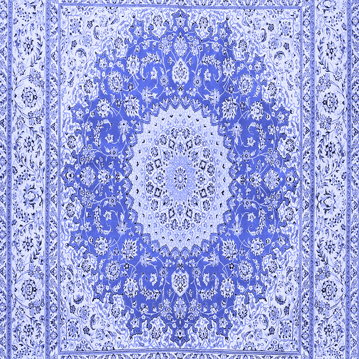 Machine Washable Medallion Blue Traditional Rug, wshtr363blu