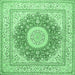 Square Medallion Emerald Green Traditional Rug, tr363emgrn