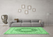 Machine Washable Medallion Emerald Green Traditional Area Rugs in a Living Room,, wshtr363emgrn