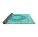 Sideview of Medallion Turquoise Traditional Rug, tr363turq