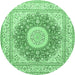 Round Medallion Emerald Green Traditional Rug, tr363emgrn