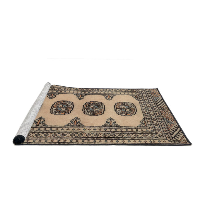 Sideview of Machine Washable Traditional Coffee Brown Rug, wshtr364