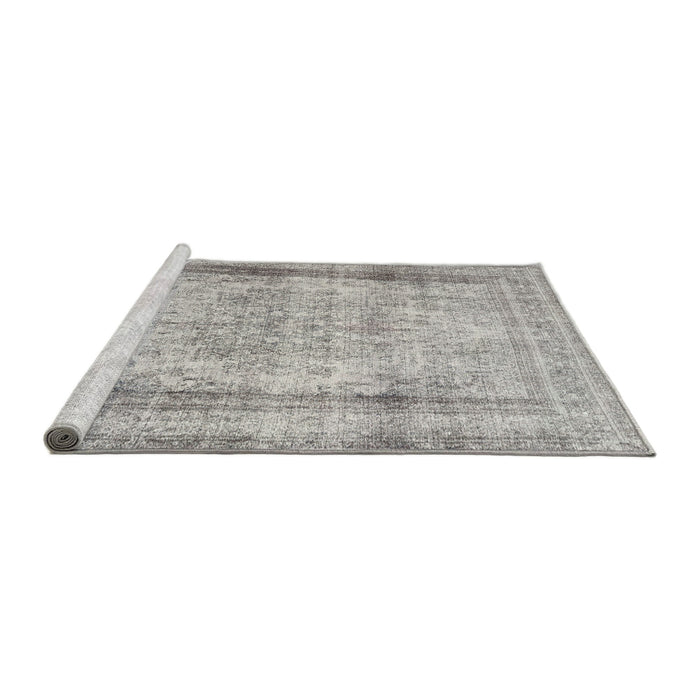 Sideview of Machine Washable Traditional Grey Gray Rug, wshtr3640