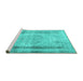 Sideview of Machine Washable Persian Turquoise Traditional Area Rugs, wshtr3640turq