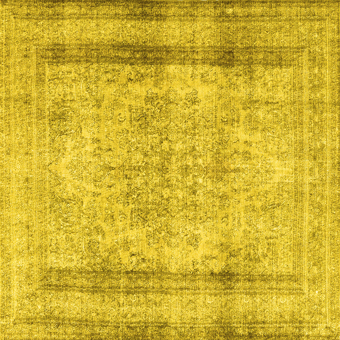 Square Machine Washable Persian Yellow Traditional Rug, wshtr3640yw