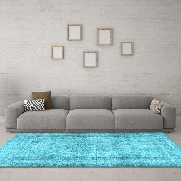 Machine Washable Persian Light Blue Traditional Rug in a Living Room, wshtr3640lblu