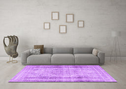 Machine Washable Persian Purple Traditional Area Rugs in a Living Room, wshtr3640pur