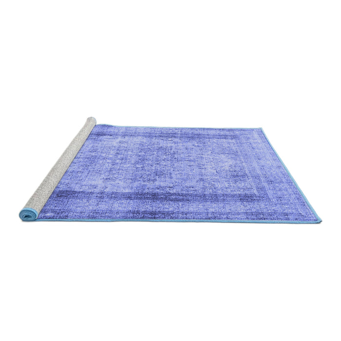 Sideview of Machine Washable Persian Blue Traditional Rug, wshtr3640blu