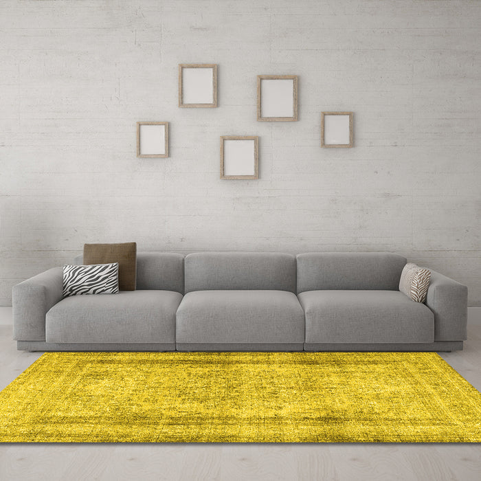 Machine Washable Persian Yellow Traditional Rug in a Living Room, wshtr3640yw