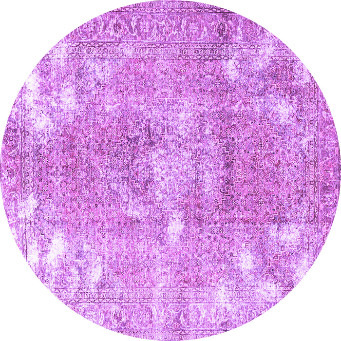 Round Persian Purple Traditional Rug, tr3641pur