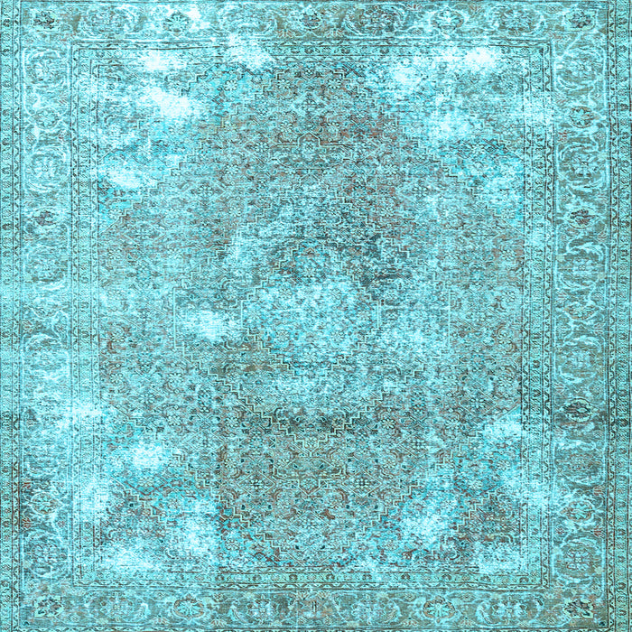 Square Machine Washable Persian Light Blue Traditional Rug, wshtr3641lblu