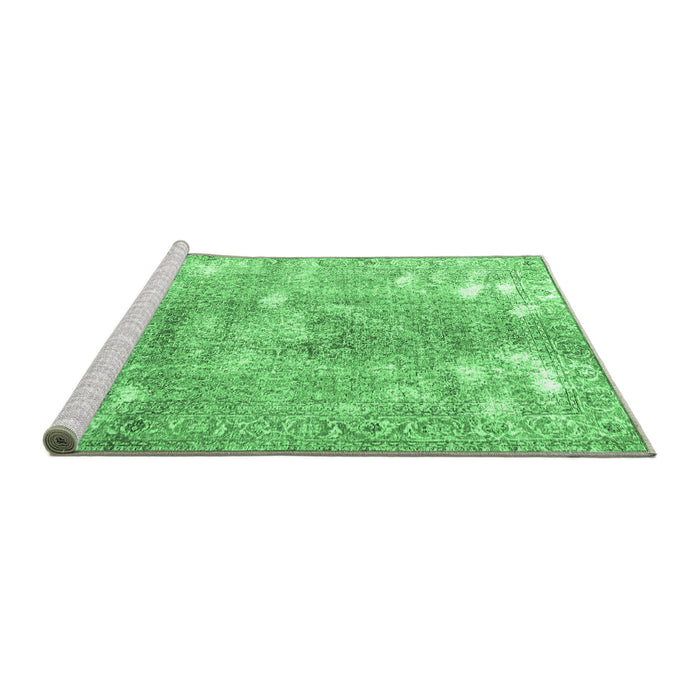 Sideview of Machine Washable Persian Emerald Green Traditional Area Rugs, wshtr3641emgrn