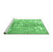 Sideview of Machine Washable Persian Emerald Green Traditional Area Rugs, wshtr3641emgrn