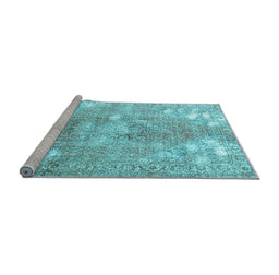 Sideview of Machine Washable Persian Light Blue Traditional Rug, wshtr3641lblu