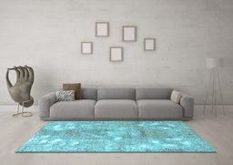 Machine Washable Persian Light Blue Traditional Rug in a Living Room, wshtr3641lblu