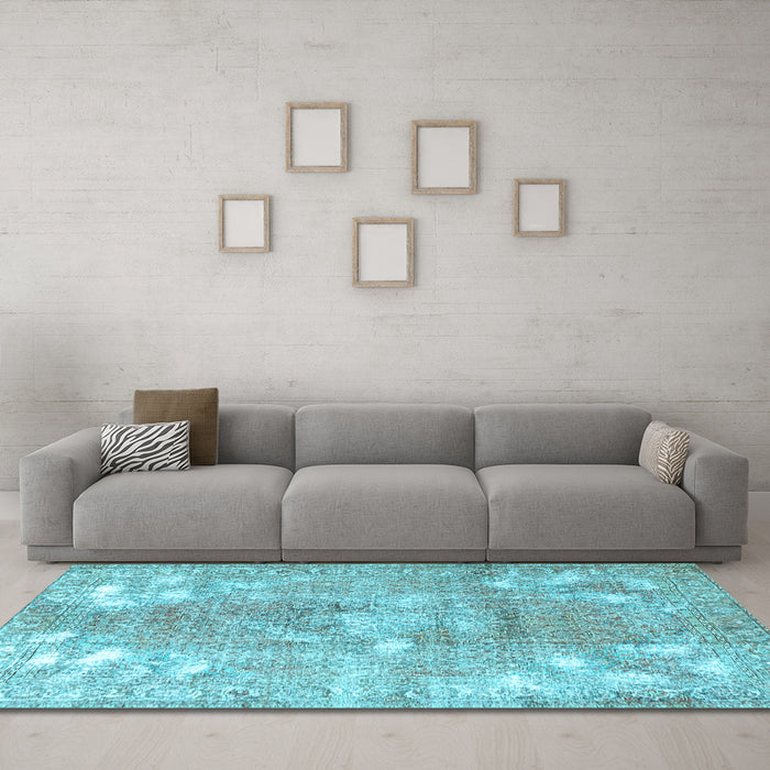 Machine Washable Persian Light Blue Traditional Rug in a Living Room, wshtr3641lblu