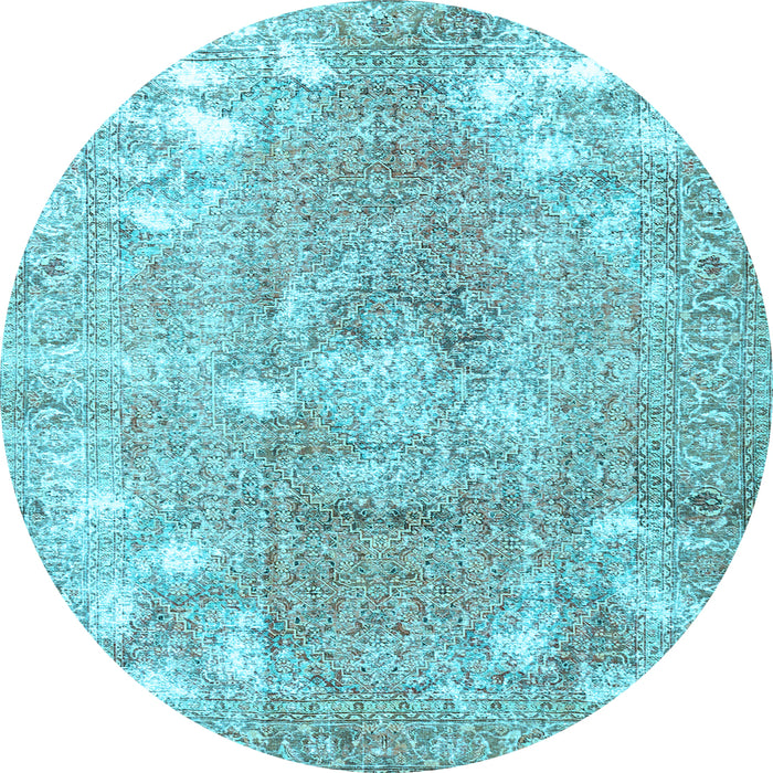 Round Persian Light Blue Traditional Rug, tr3641lblu