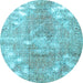 Round Persian Light Blue Traditional Rug, tr3641lblu