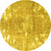 Round Persian Yellow Traditional Rug, tr3641yw