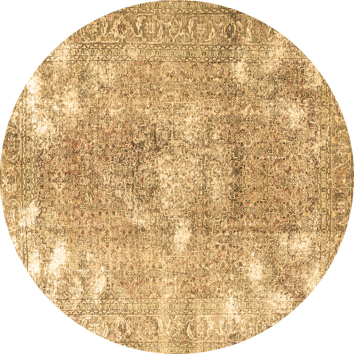 Round Persian Brown Traditional Rug, tr3641brn