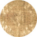 Round Persian Brown Traditional Rug, tr3641brn