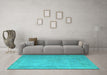 Machine Washable Persian Turquoise Traditional Area Rugs in a Living Room,, wshtr3642turq